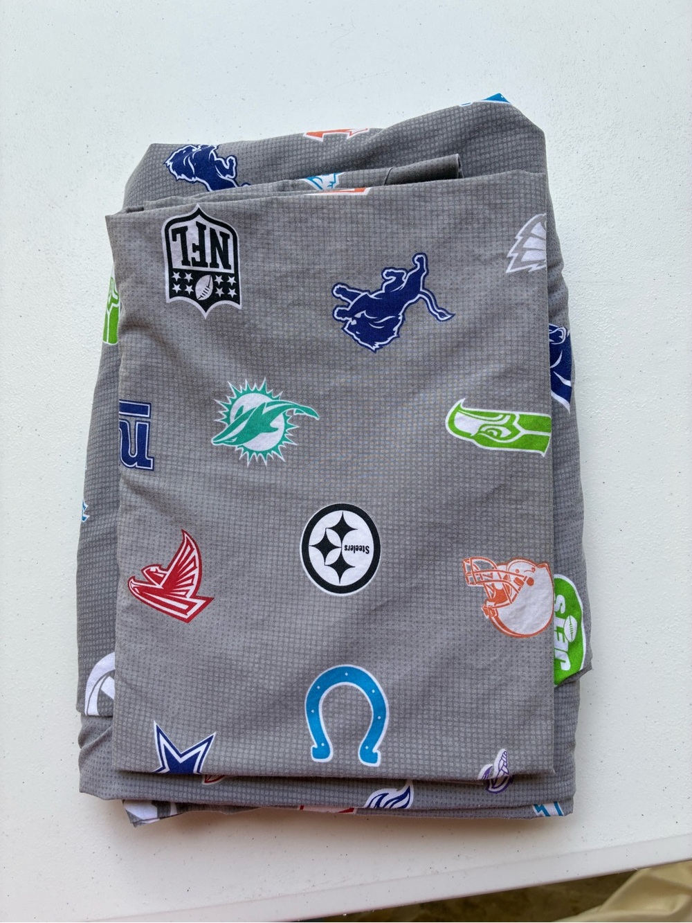 Pottery Barn NFL Teen Logo Queen Top Sheet and Standard Pillowcase 💯 Cotton Gray